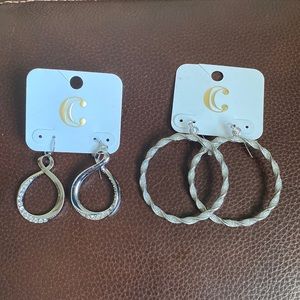 Silver look pierced earrings - two pair NWT